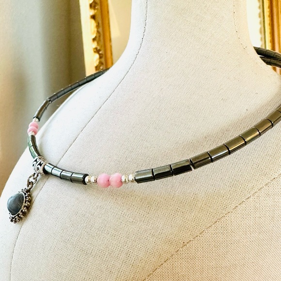 Hematite Blue Pendant Necklace - Picture 6 of 10